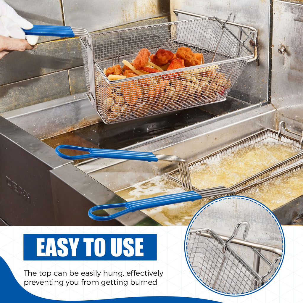 Umigy 4 Pcs Deep Fryer Basket 13 1/4" x 6 1/2" x 6" with Non-slip Handle Heavy Duty Plated Iron Construction Front Hooks Non-slip Handle for Restaurant Kitchen Chip Fish Commercial Fryer Basket