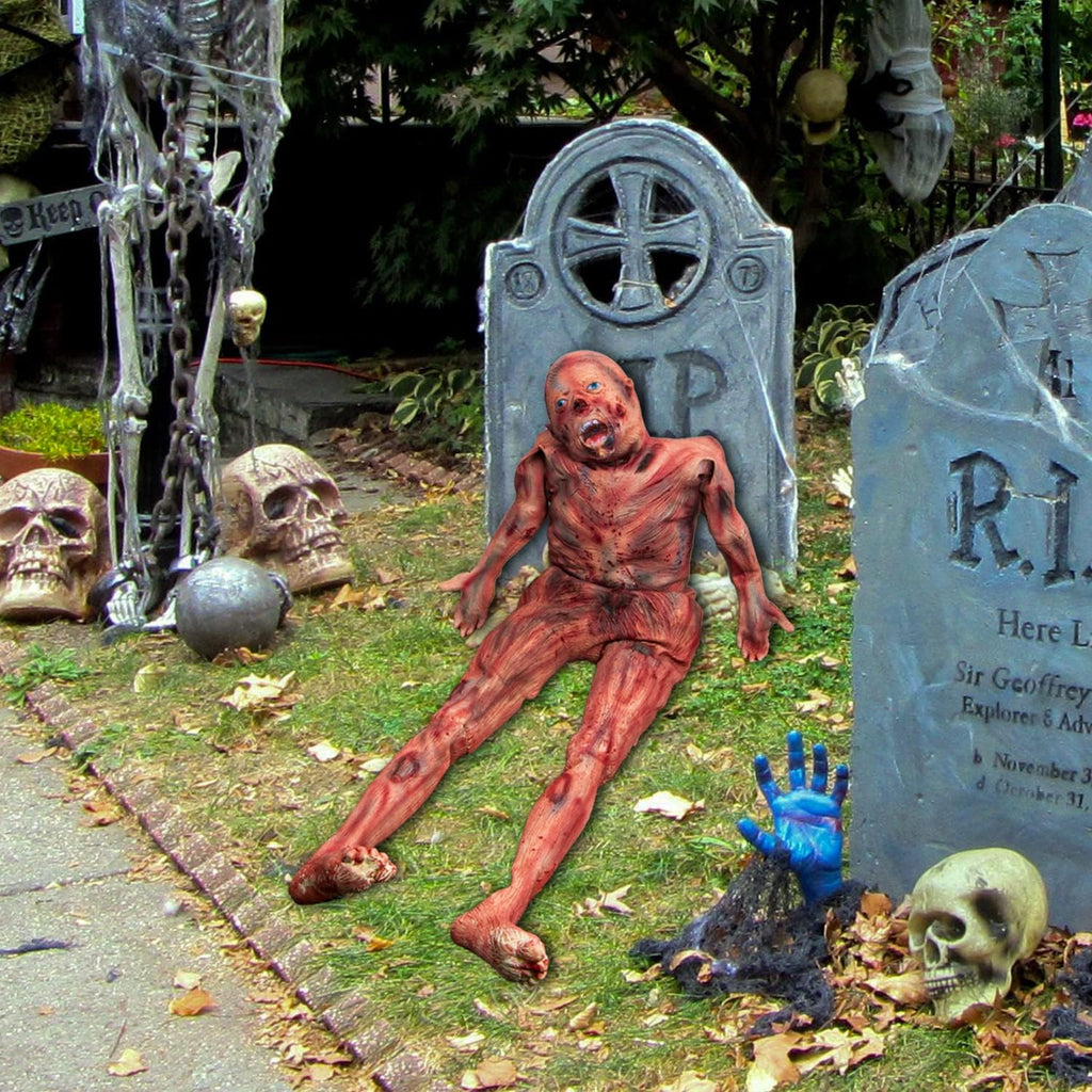 Halloween Bloody Dead Body - 4.8ft Latex Skinned Hanging Corpse Torso Props for Haunted House Zombie Halloween Party