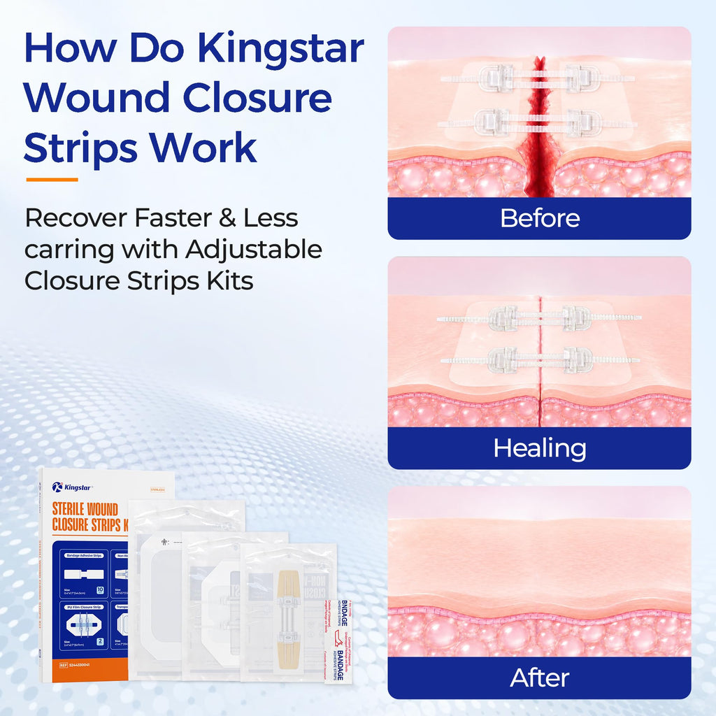 Sterile Wound Closure Strips Kit, Close Secure Protect, First Aid, 48 Piece