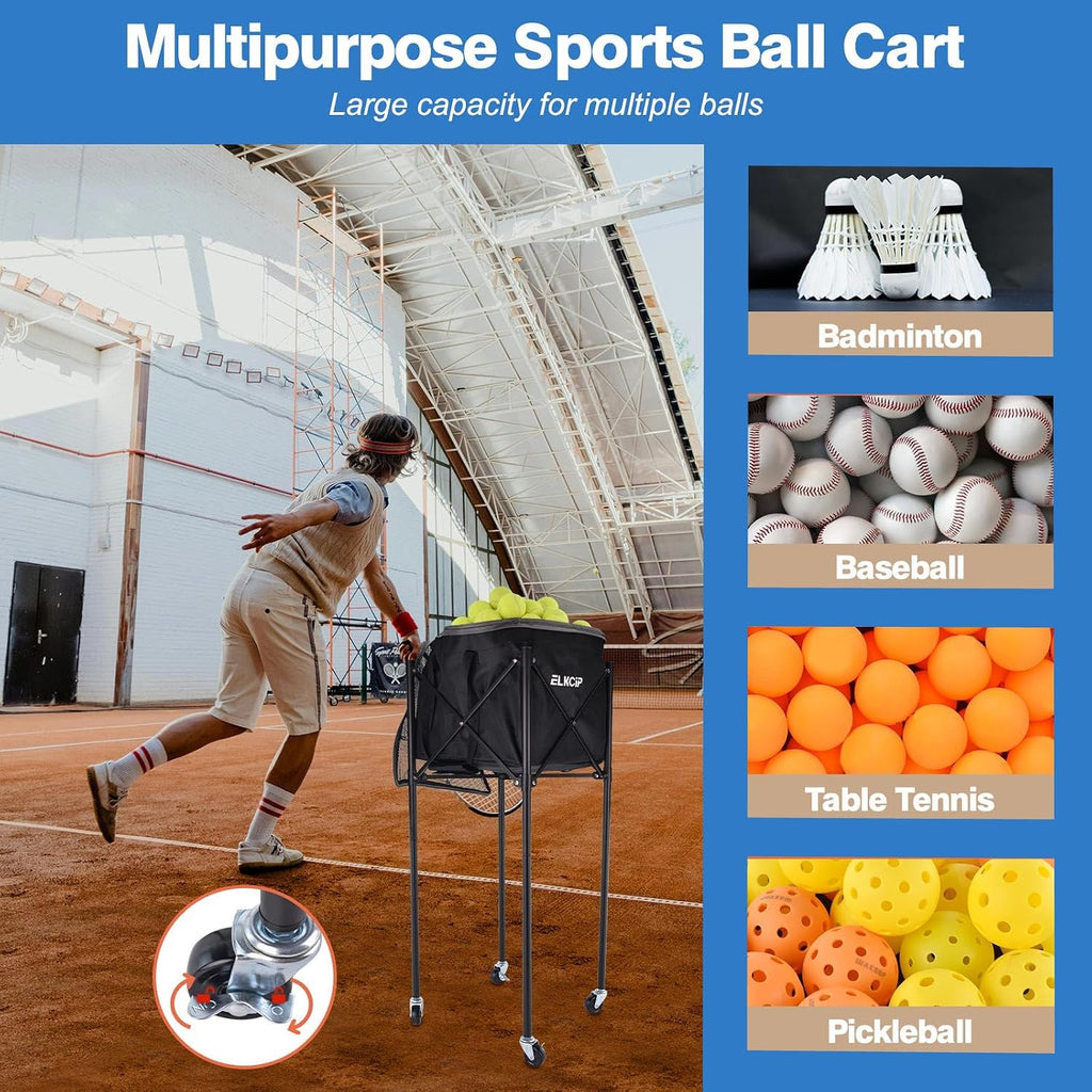 Portable Pickleball & Tennis Ball Hopper - Pickleball Collector Retriever Basket Carrier Gatherer Picker Container