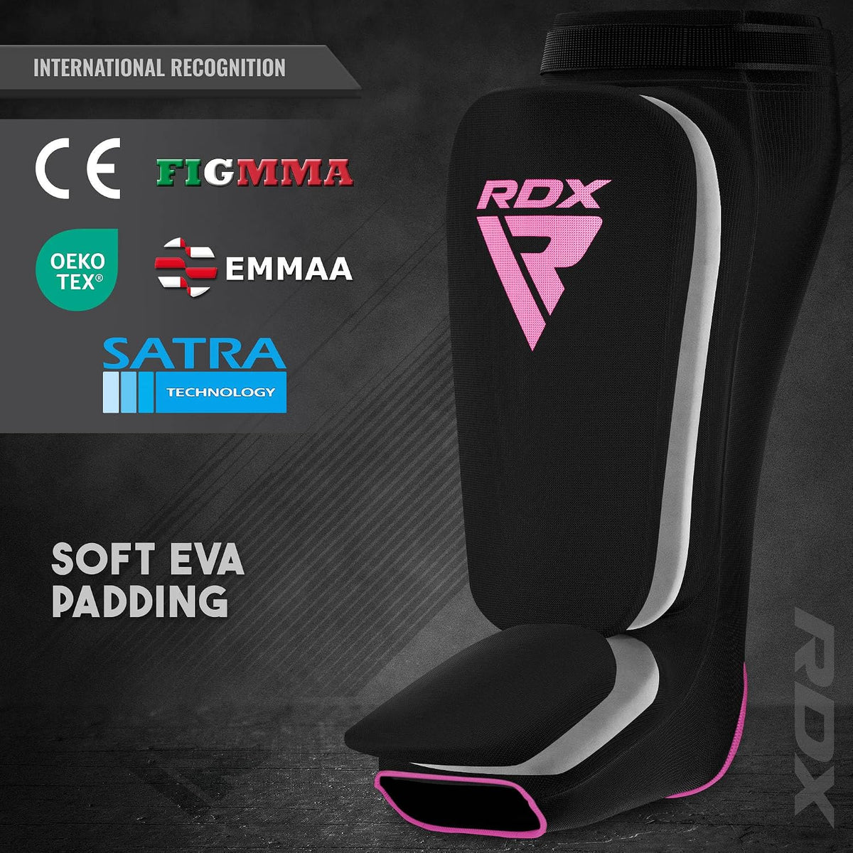 Shin Guards Kickboxing Muay Thai, SATRA Approved, MMA Leg Instep Protection Pads, Sparring Training Martial Arts