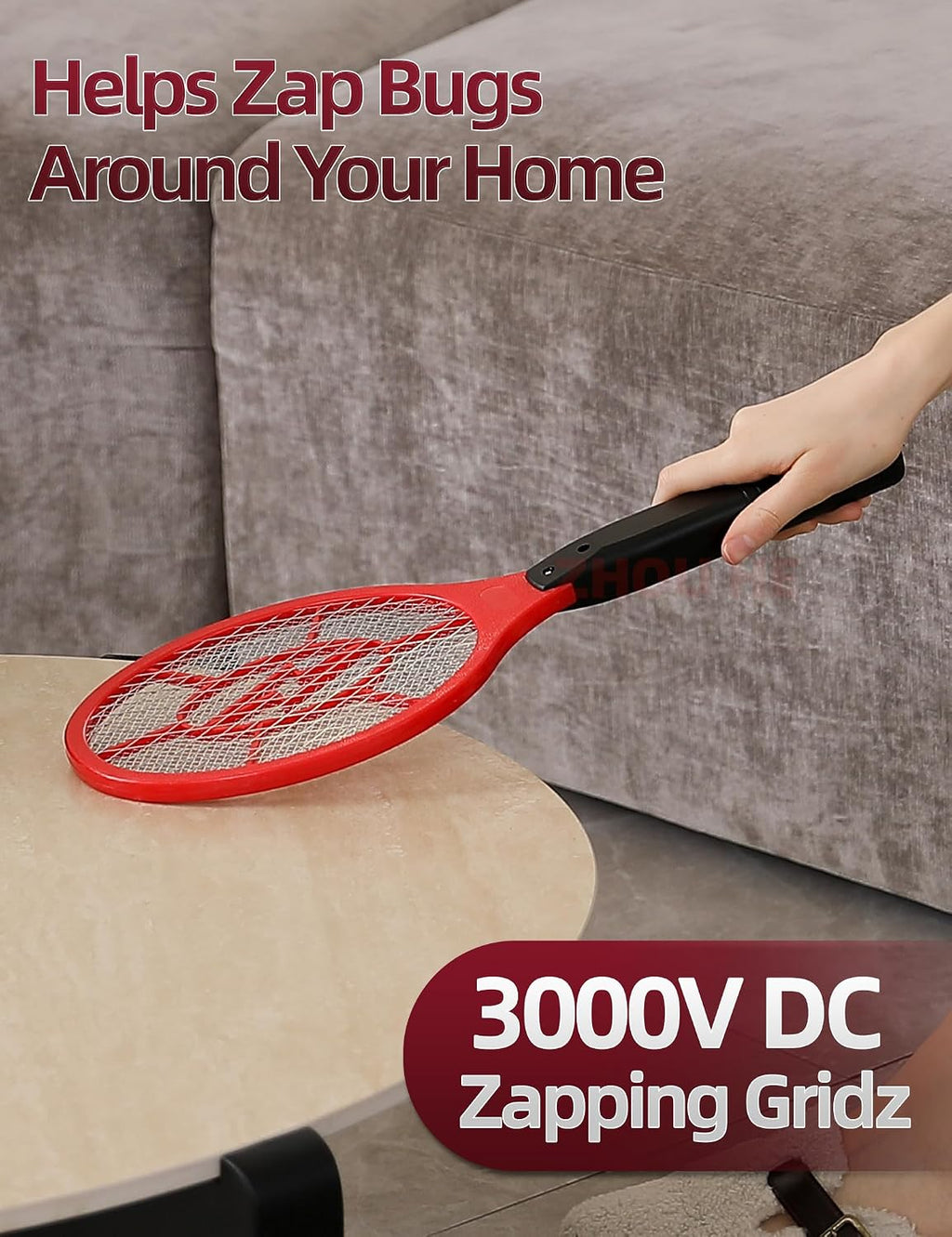 Electric Fly Swatter 2 Pack (Red & Blue), Battery Powered Bug Zapper Racket for Mosquitoes & Flies, Safe Protective