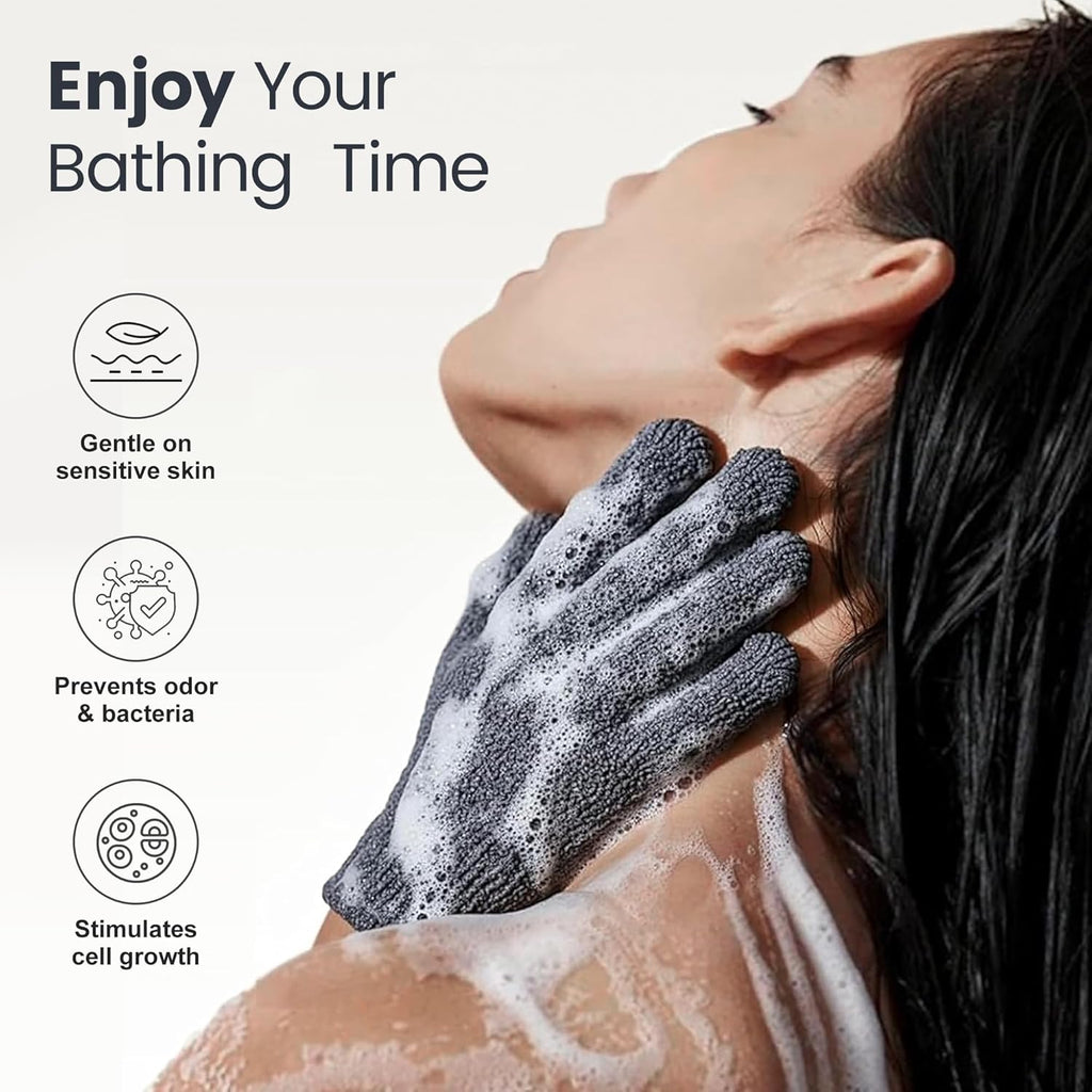 Heavy Exfoliating Gloves 4Pcs, Exfoliating Mitt, Body Scrubber for Bath Shower Exfoliation, Body Scrub Exfoliator for