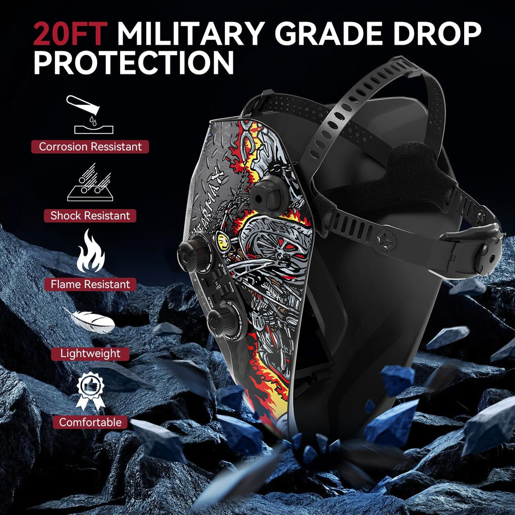 Auto Darkening Welding Helmet, 3.94"X3.66" Large Viewing Screen | 1/1/1/1 True Color Lens, 1/25000s Auto-Darkening, 4