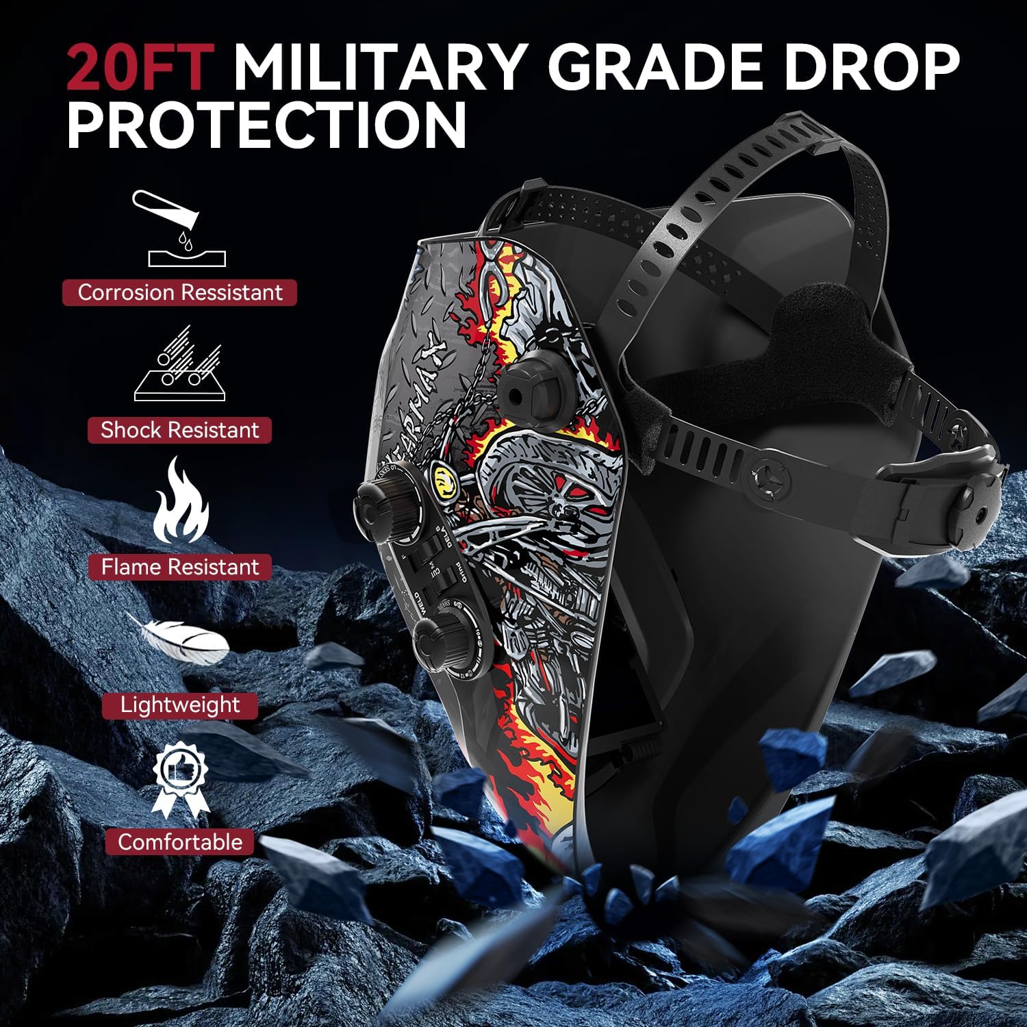 Auto Darkening Welding Helmet, 3.94"X3.66" Large Viewing Screen | 1/1/1/1 True Color Lens, 1/25000s Auto-Darkening, 4