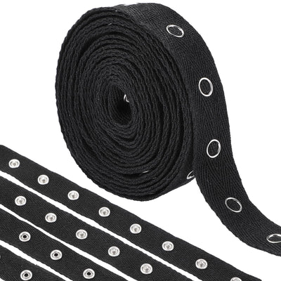 3 Yards Black Snap Tape for Sewing by Yard, Metal Snap Button Tape Ribbon for Baby Clothes, Cotton Snaps Button Trim