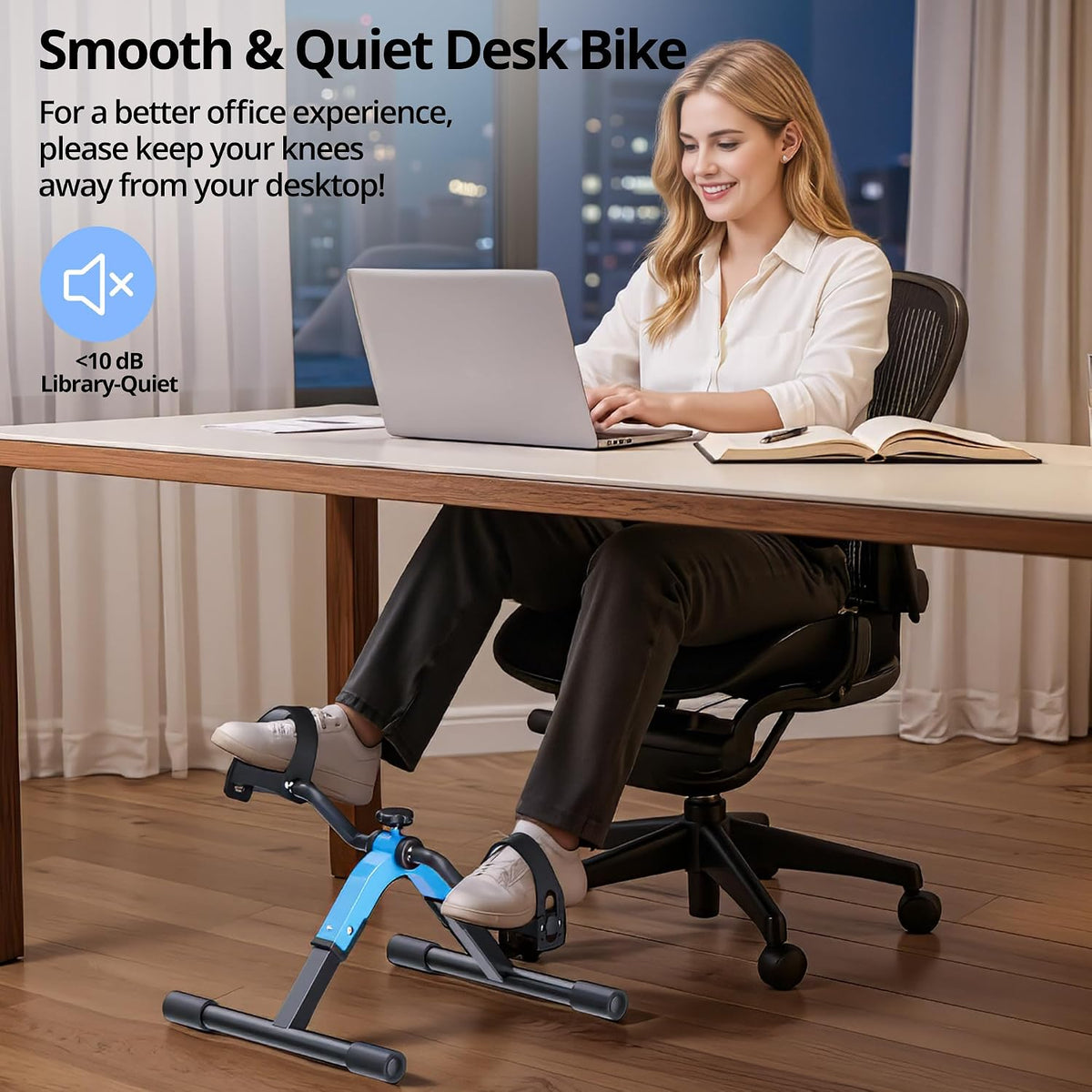 RYGEO Pedal Exerciser Under Desk Bike for Arms and Legs Workout, Lightweight & Foldable Mini Exercise Bike for Sedentary Officer & Seniors