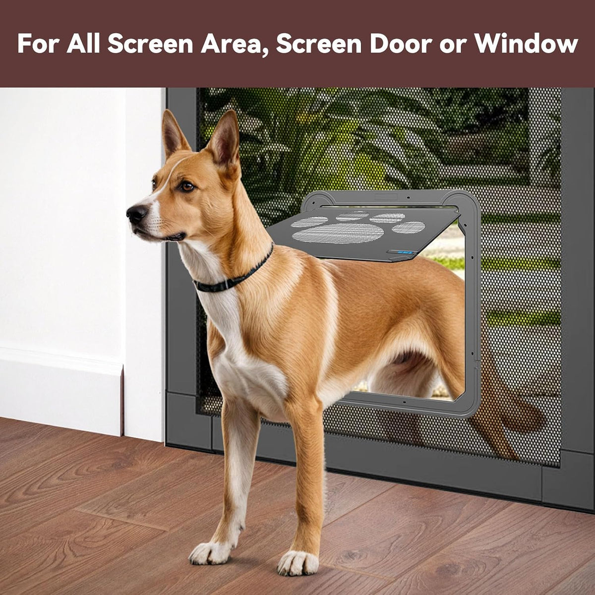 Large Dog Door for Screen Door, Easy Install Lockable Pet Screen Door for Sliding Door, Doggy Screen Door, Gray
