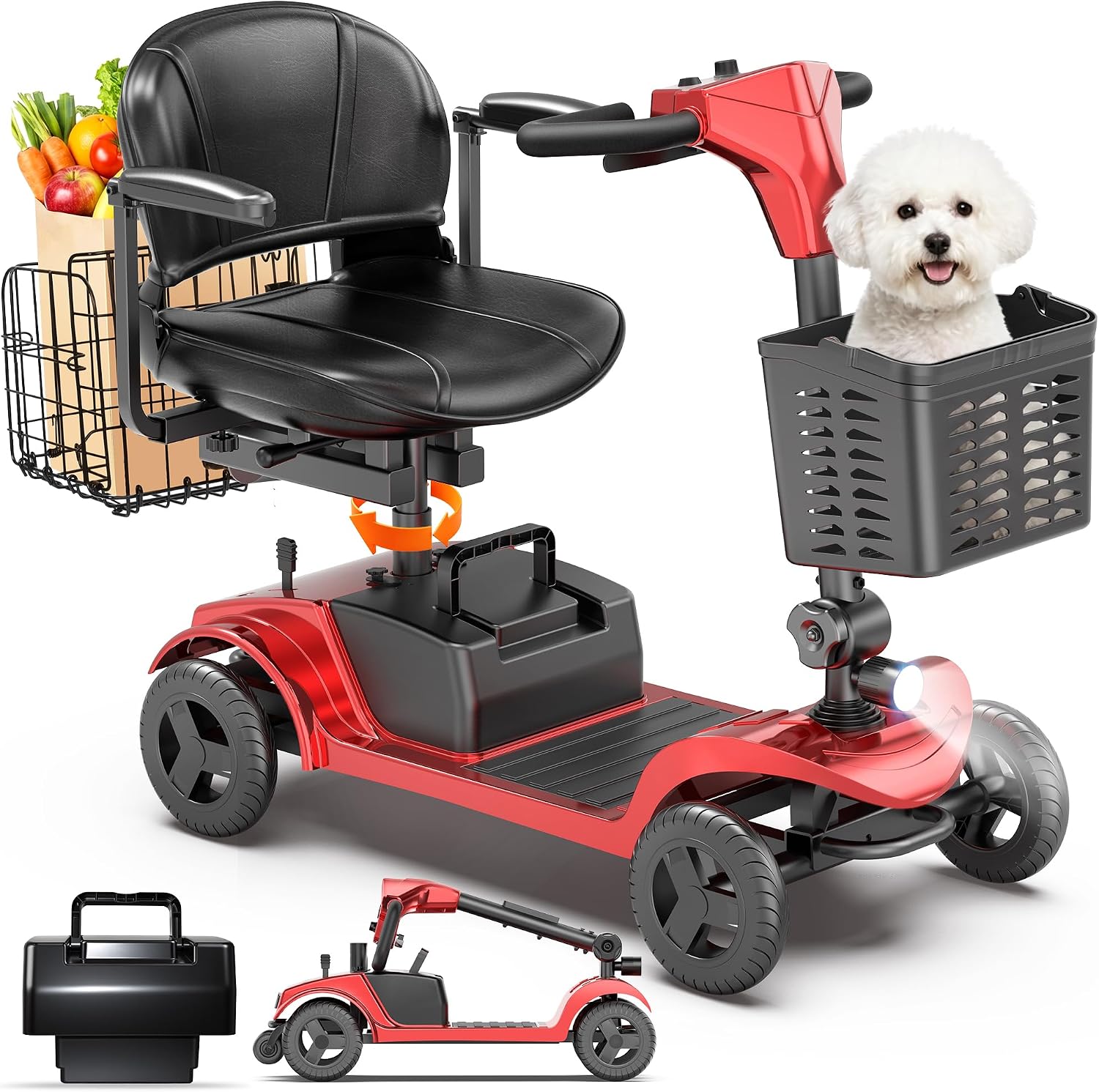 Mobility Scooters for Seniors, Foldable 4 Wheel Powered Scooters