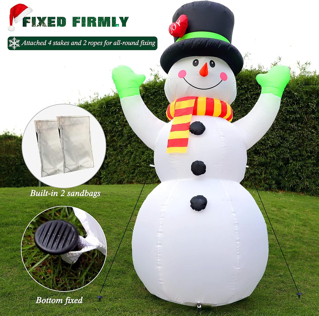 7 FT Christmas Inflatables Snowman Outdoor Decorations, Giant Blow up Snow Man Yard Decor Built-in Bright LED Light