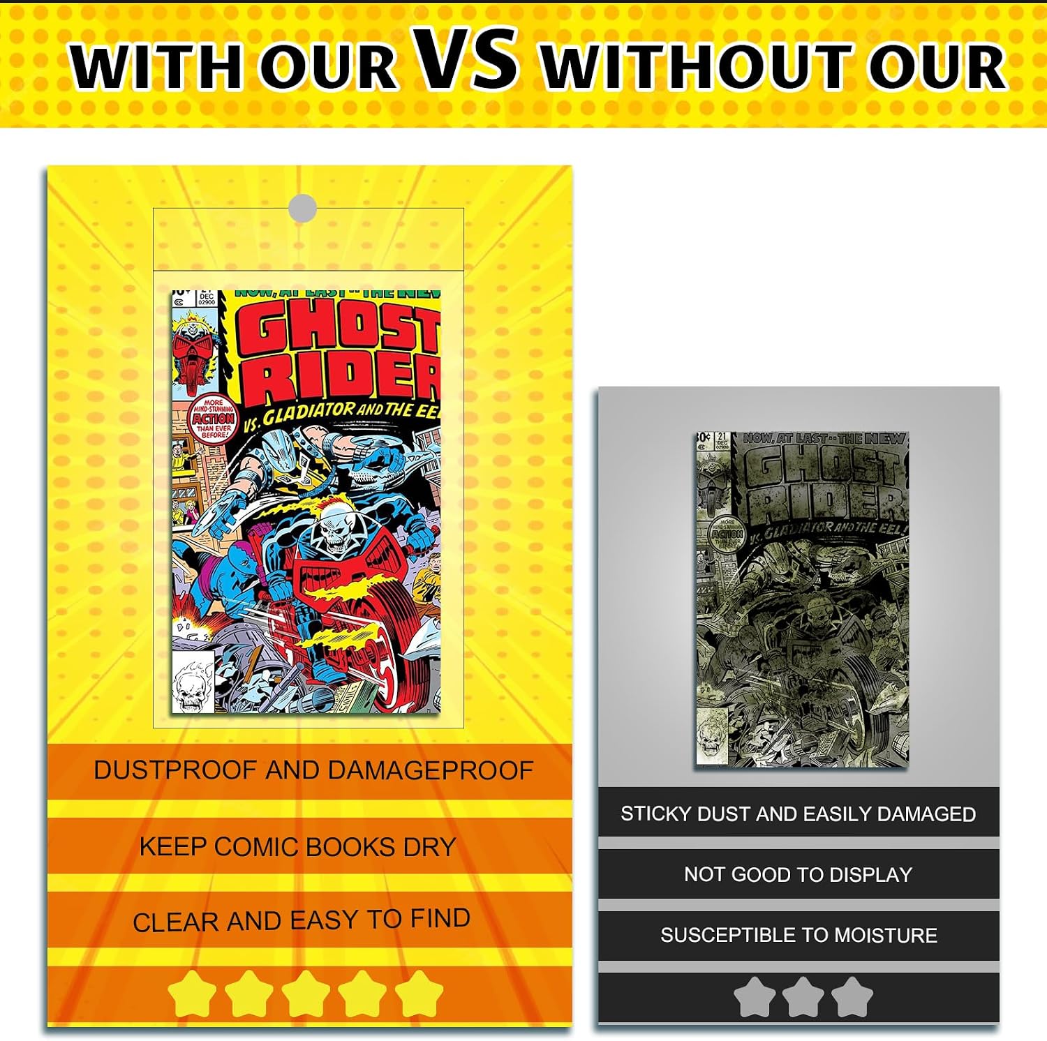 100ct Silver Comic Bags and Boards - Reusable Clear Sleeves & 24PT Boards | Protect Vintage Comics from Scratches