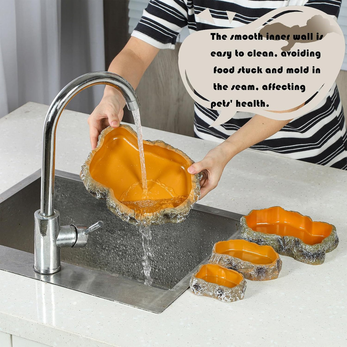 7 Inch Reptile Food Dish Escape Proof Reptile Feeding Dish Resin Reptile Water Food Bowl for Bearded Dragon Chameleon