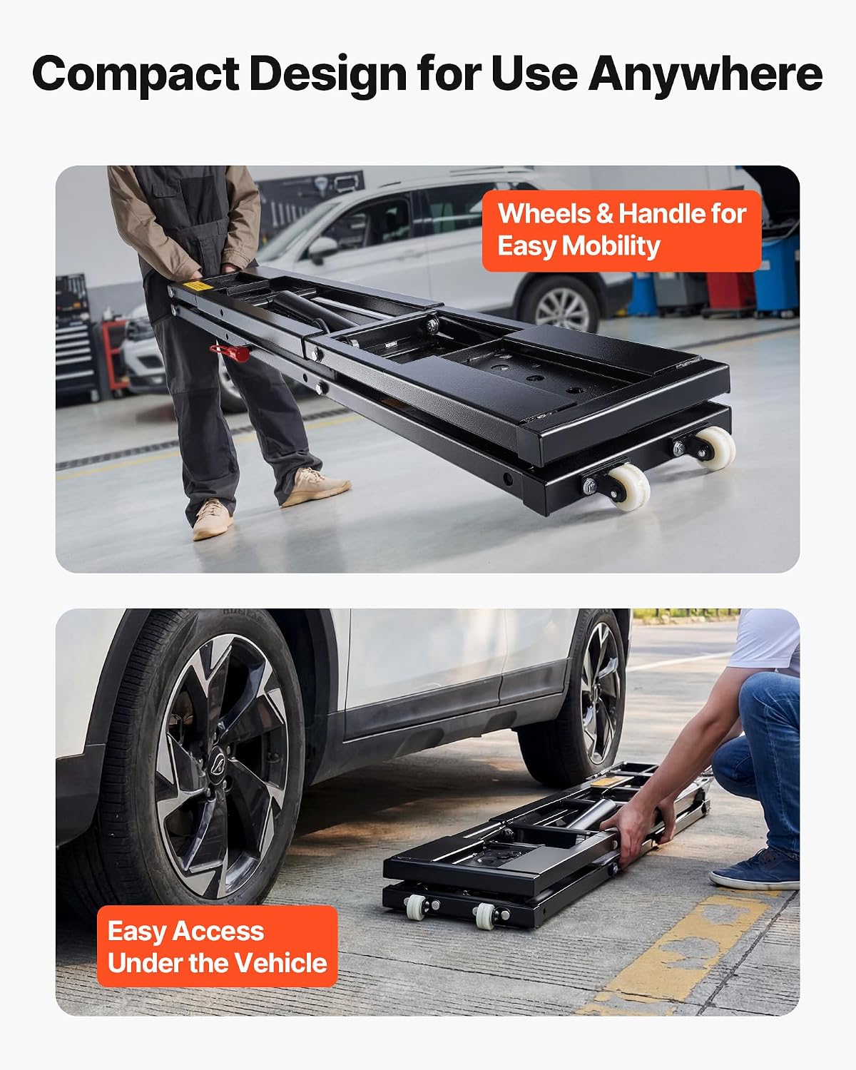 Portable Car Lift, 9000 lbs Capacity, Heavy Duty Steel Truck Lift with 28" Max Height, 120V Power Unit, Wheels, 4