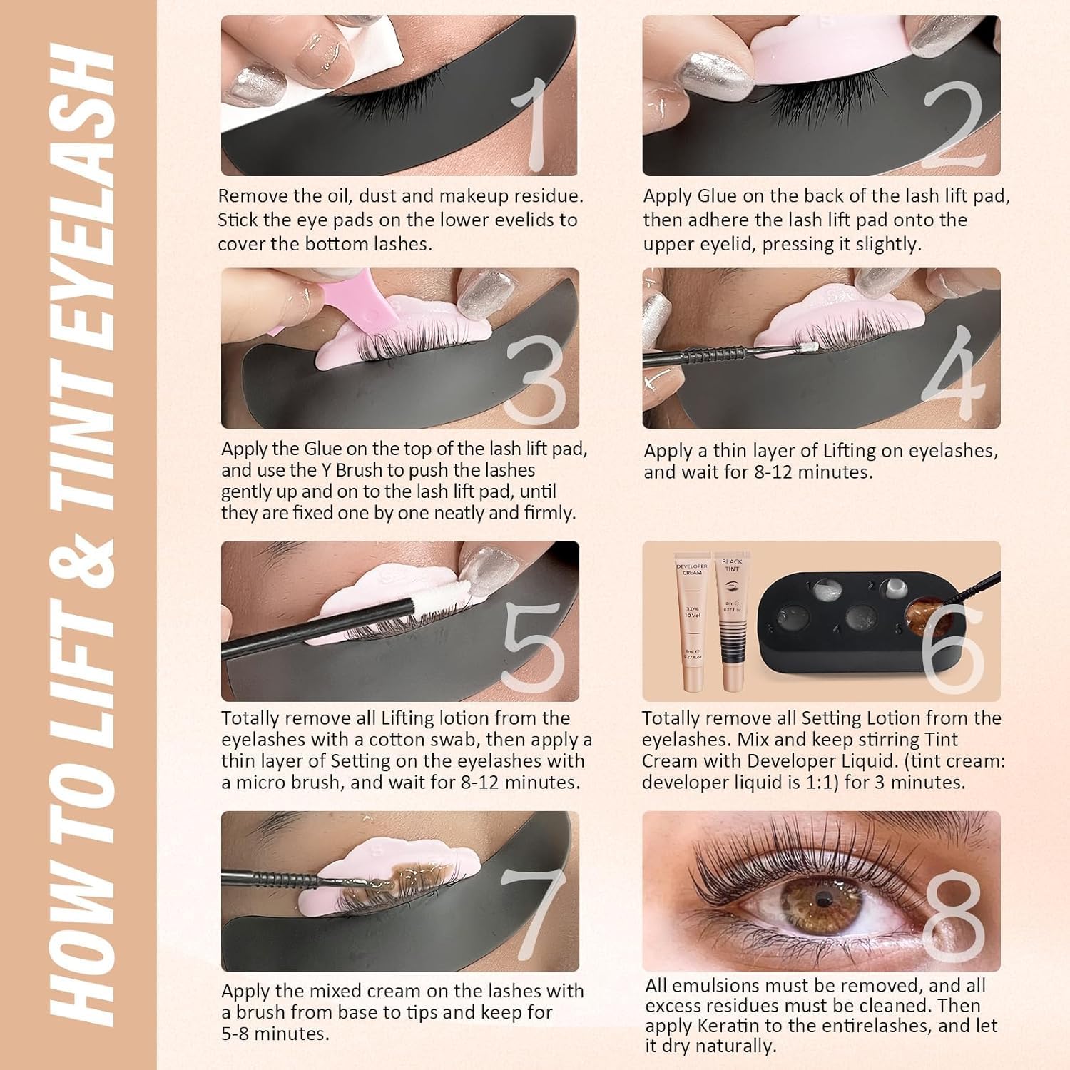Lash Lift Kit and Black Color Kit, Brow Lamination Kit Friendly for Beginner Easy Use Safe Effective Results