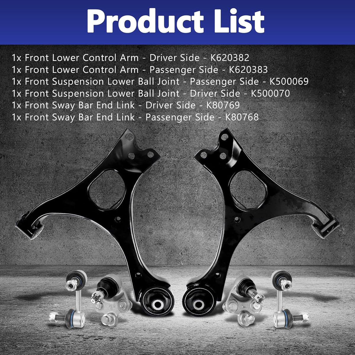 Suspension Kit 6 Pcs Front Lower Control Arm with Ball Joint