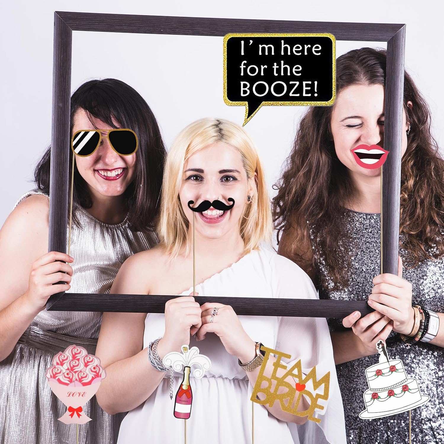 52pcs Wedding Photo Booth Props for Bridal Shower & Engagement Party