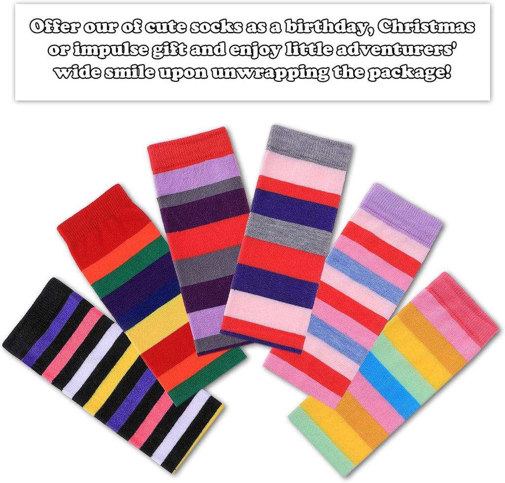 Girls Knee High Socks Kids Crazy Fun Gift Cute Animal Patterns Cotton Long Socks 6 Pairs