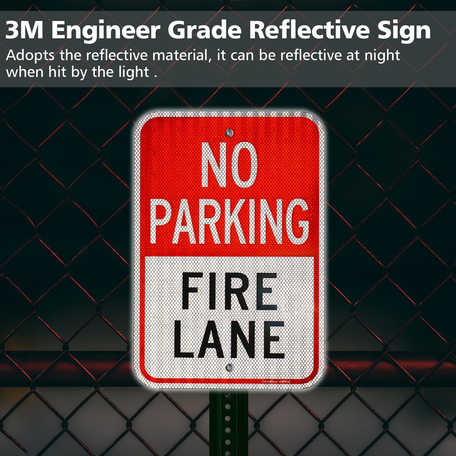 Large No Parking Fire Lane Sign, 18x12 Inches No Parking Sign, Engineer Grade Reflective Aluminum, Fade