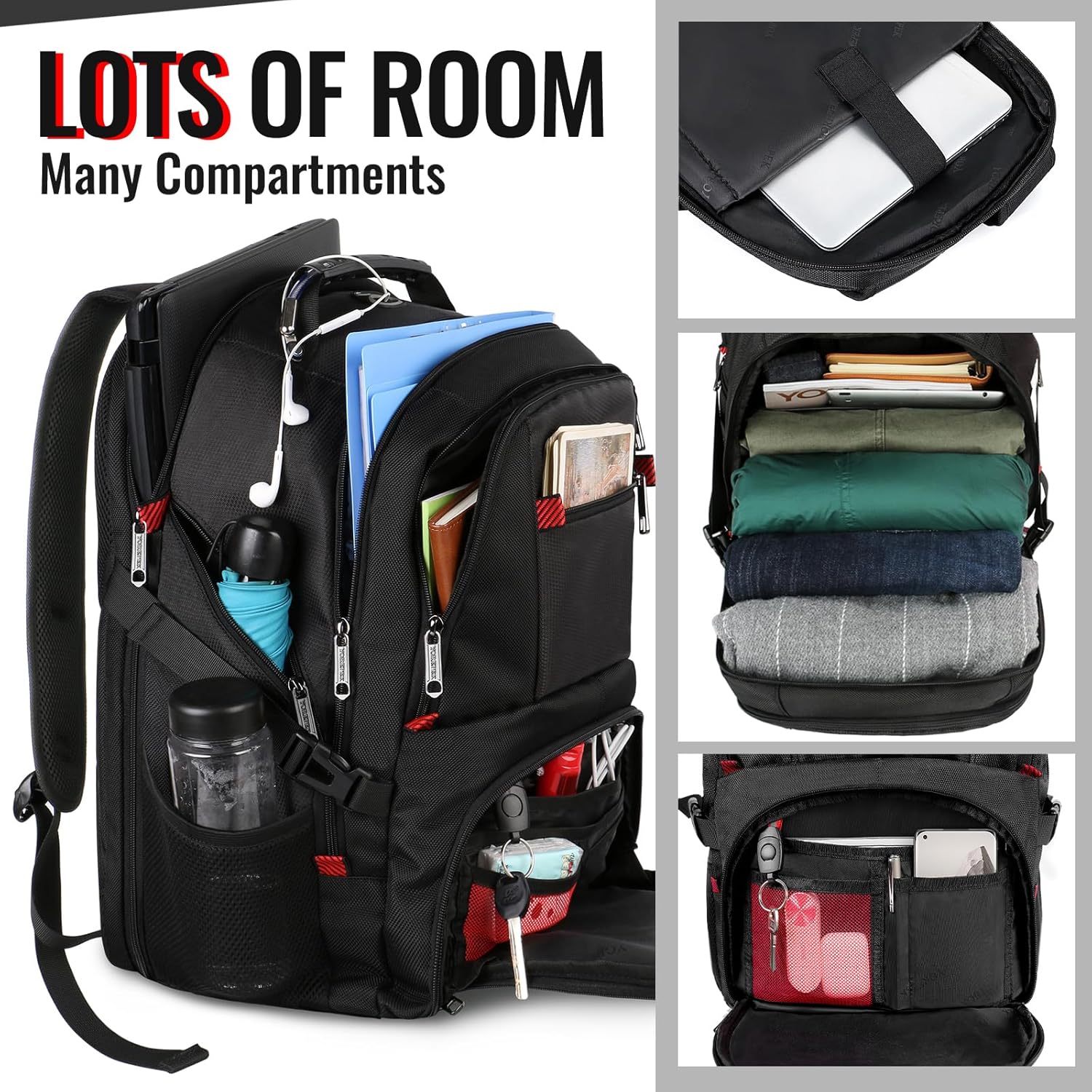 Large Laptop Backpack for Men, Heavy Duty Travel Backpack Carry On Flight Approved, 17 Inch College Work Bookbag
