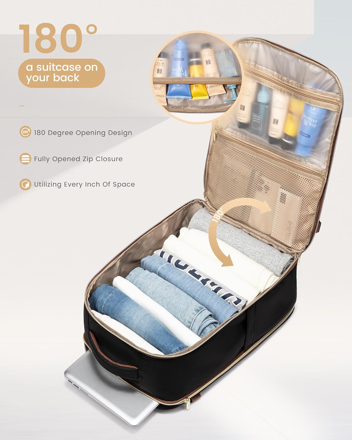 Travel Backpack for Women, 40L Airline Approved Carry On Backpack Luggage with 3 Packing Cubes, TSA Personal Item