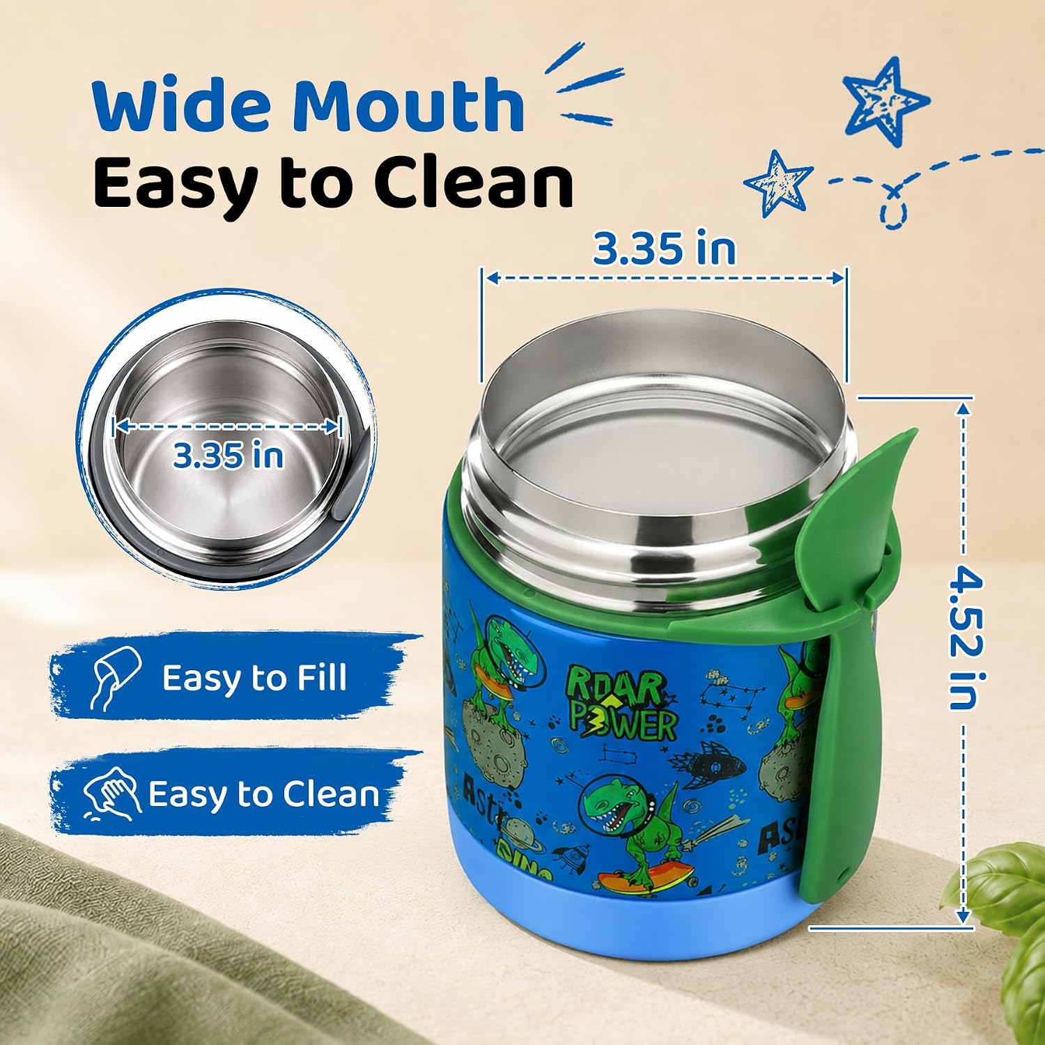 10oz Soup Thermo for Hot Food Kids Insulated Food Jar,Thermo Hot Food Lunch Container, Width Mouth Stainless Steel