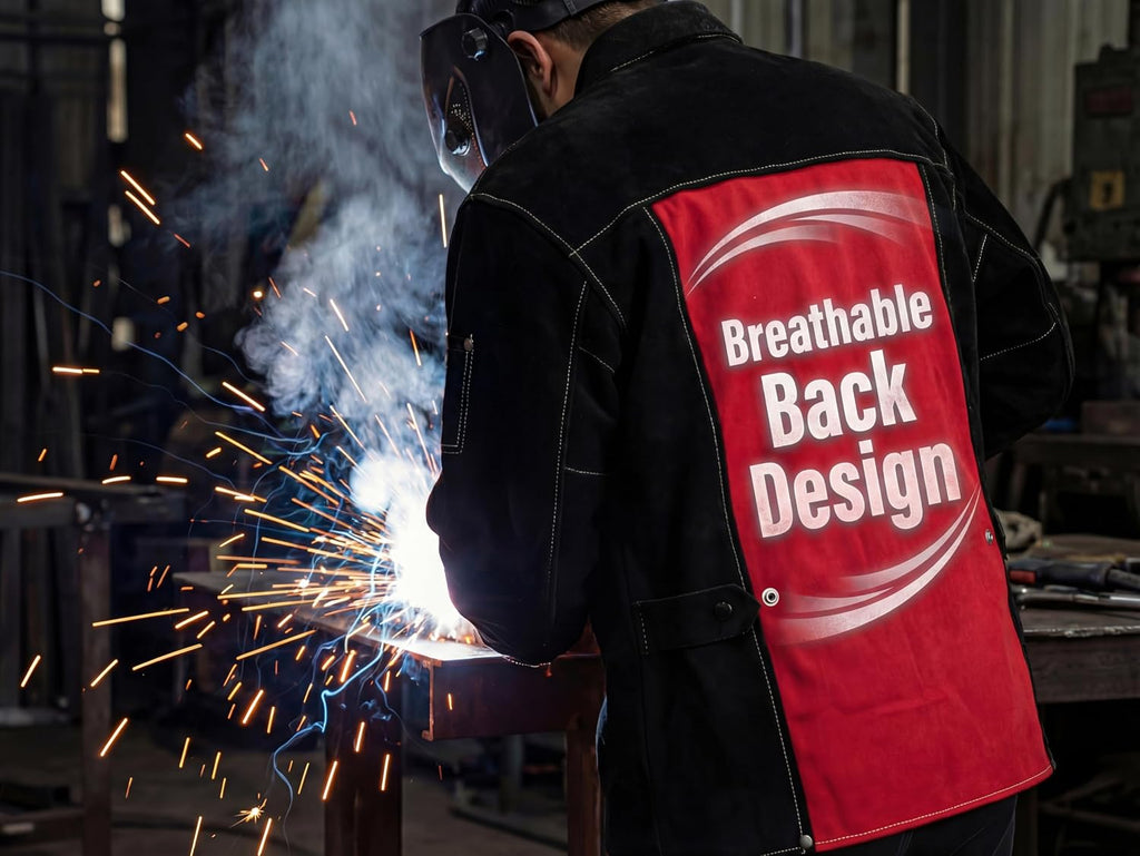 Black Leather Welding Jacket,Flame Heat Resistant
