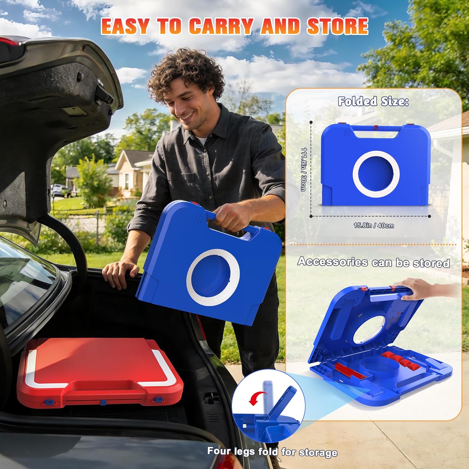 Portable Cornhole Board Set with LED Lights, Scoring & Sound Effects | 2 Foldable Boards & 8 Bean Bags for Backyard