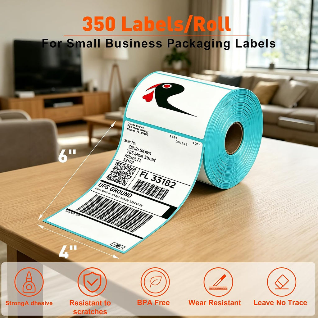 4"x6" Thermal Shipping Labels 1 Roll of 350 for Address Mailing Shipping