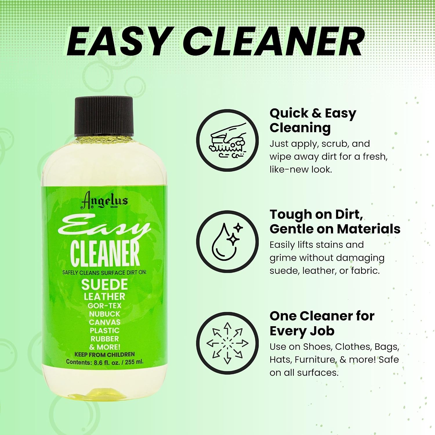 Easy Cleaner, Premium Shoe Cleaner, Safe For Sneakers, Leather, Suede, Canvas, and More – Removes Dirt and Stains |
