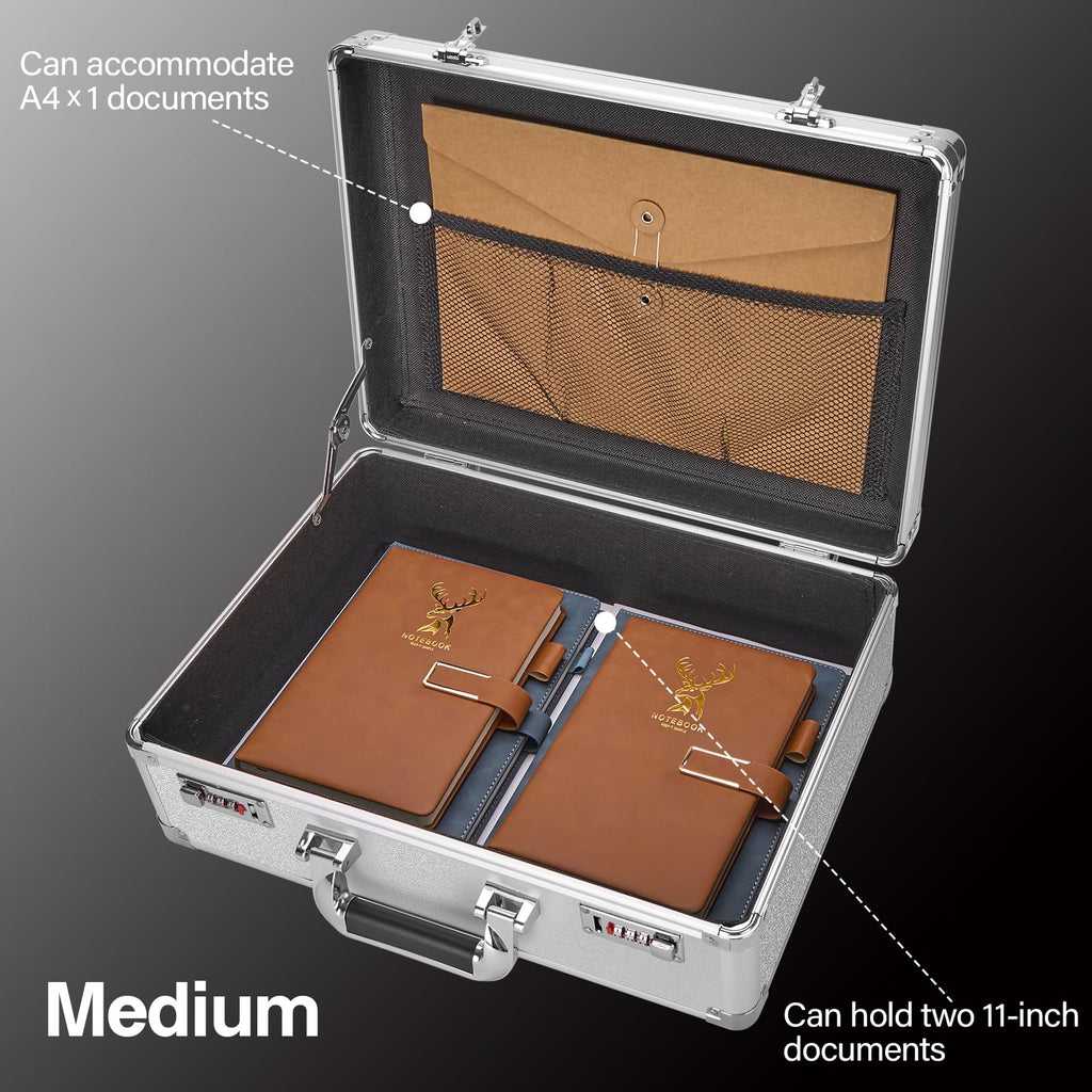 File Organizer Storage Box, Portable Locking Storage Totes with Dual Combination Locks, Lock Boxes for Personal