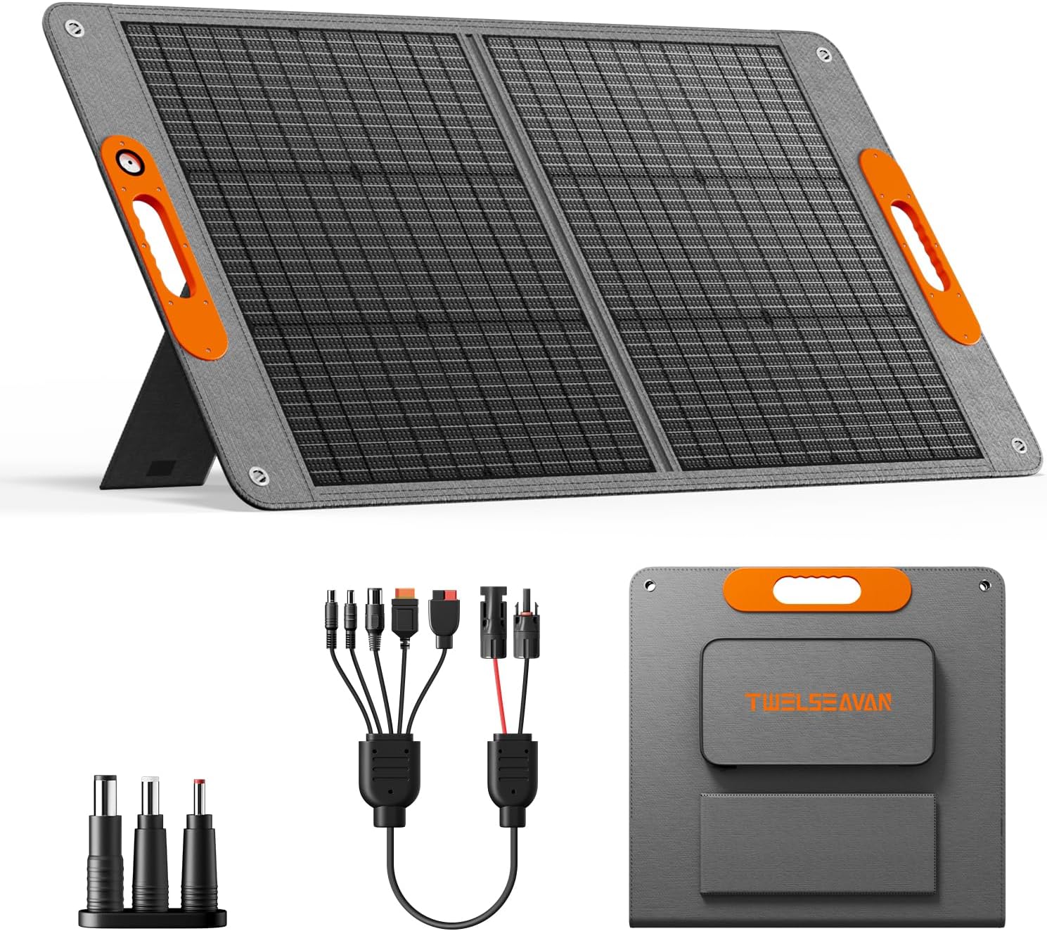 100W Portable Solar Panel for Power Station, 24% High Efficiency ETFE Foldable Solar Panel Charger, QC3.0, Type-C