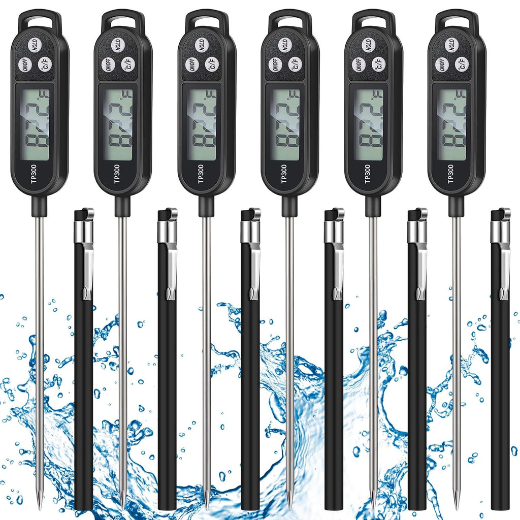 6 Pcs Food Thermometer Instant Read Probe BBQ,Black