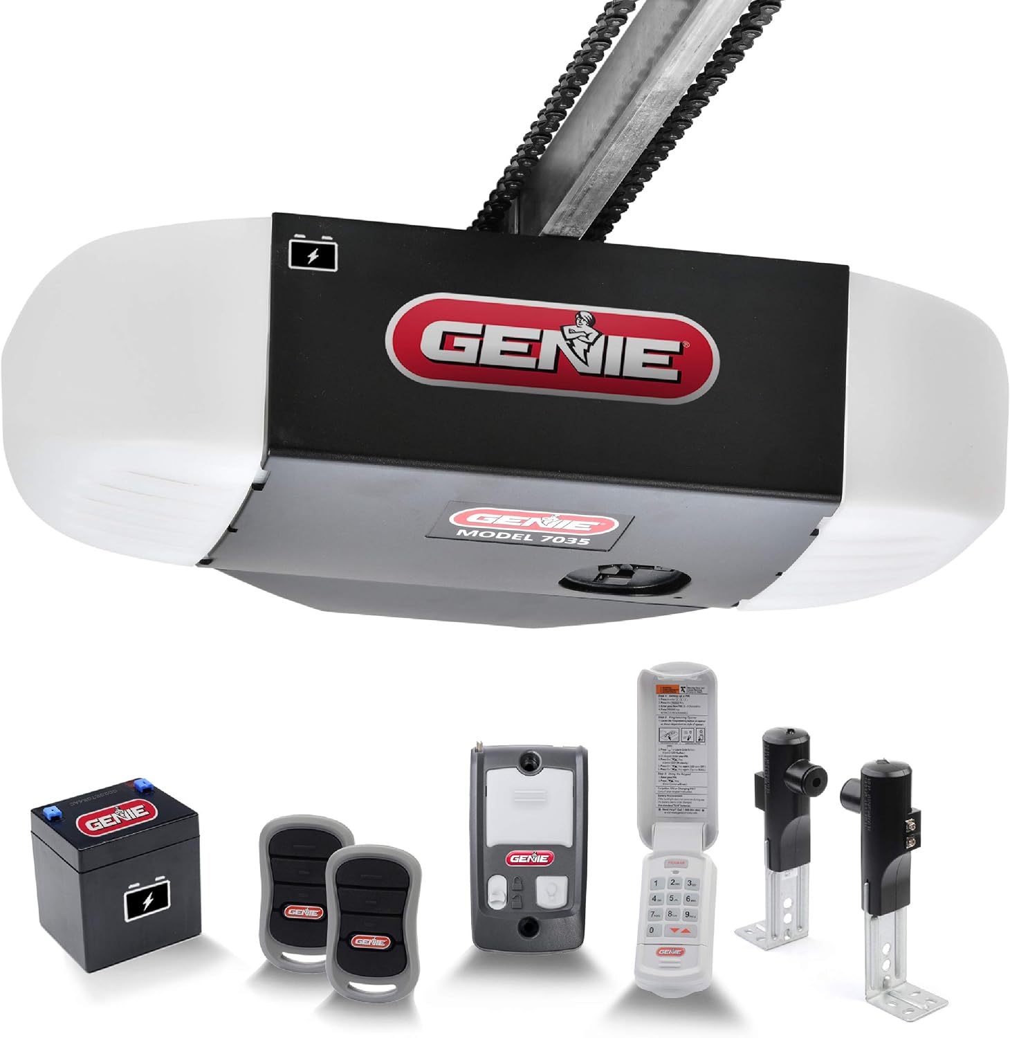 Chain Drive 750 3/4 HPc Garage Door Opener Bundle with Battery Backup and 8ft Extension Kit