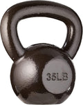 Cast Iron Kettlebell for Strength Training, Textured Wide Handle, Black