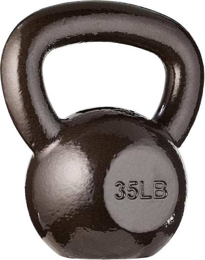 Cast Iron Kettlebell for Strength Training, Textured Wide Handle, Black