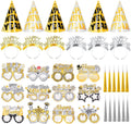 2026 New Year Eve Party Supplies 36pcs Gold Silver Years Eve Decorations Kit - Happy New Year Paper Glasses Headband