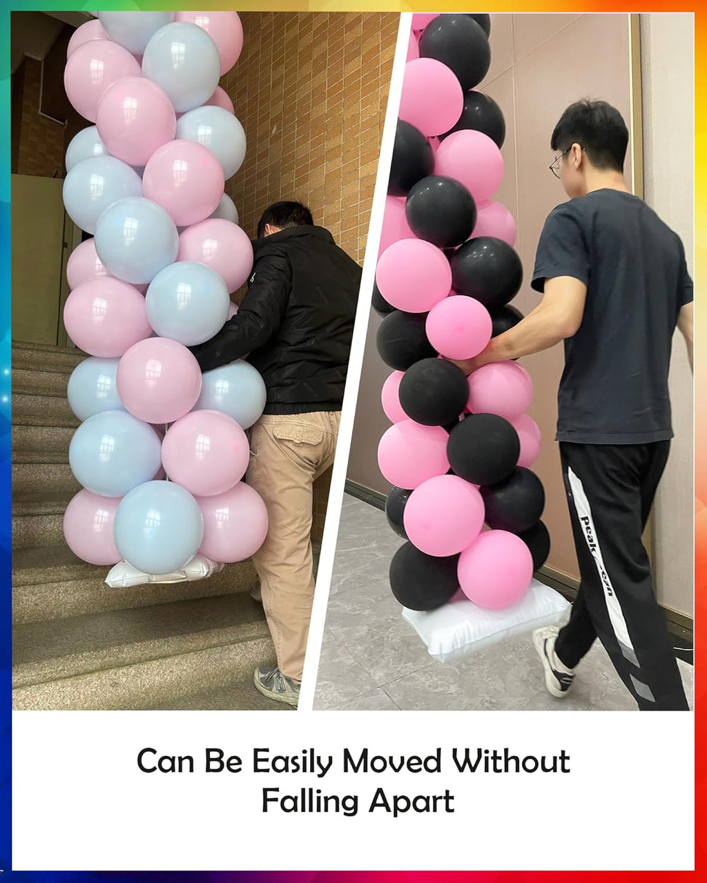 Balloon Column Stand Kit Sets of 2, 7 Feet Height Adjustable Balloon Tower Pillar with Reusable Metal Telescopic