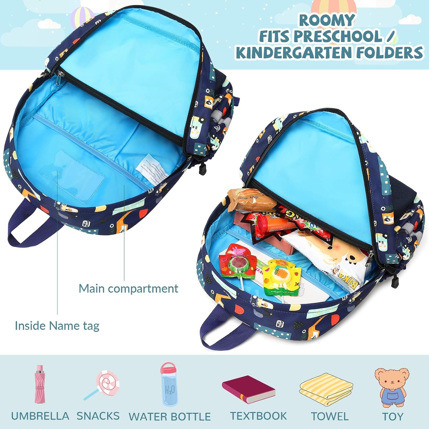 Toddler Backpack, Kids Backpack for Boys and Girls with Chest Strap | with Chest Strap