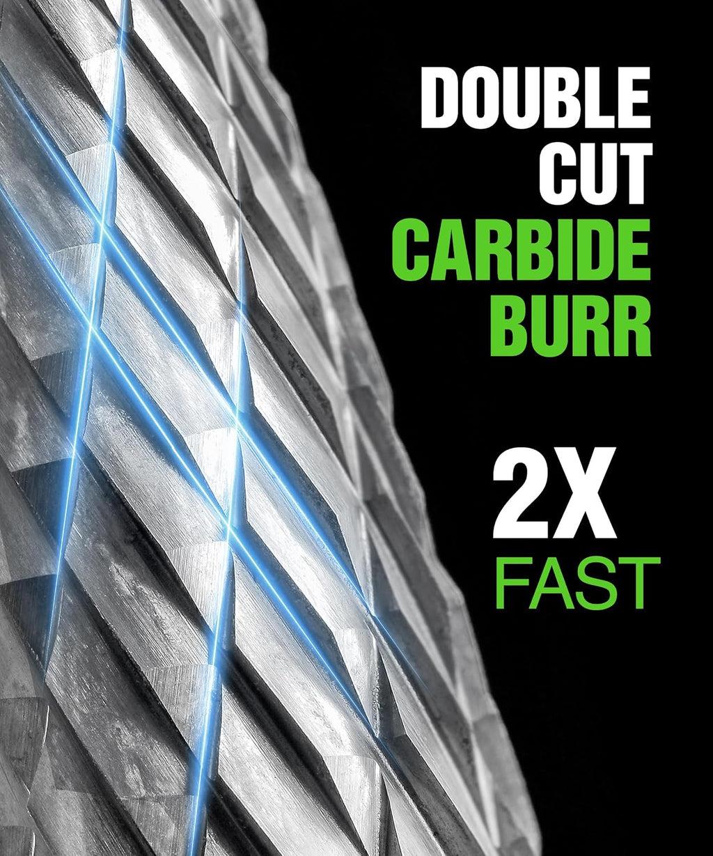 1/8 In Carbide Burr Set 20-Pc Double Cut Die Grinder Bits for Metal