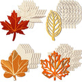80 Pcs Unfinished Wooden Leaves Fall Crafts, 4 Styles Fall Decor