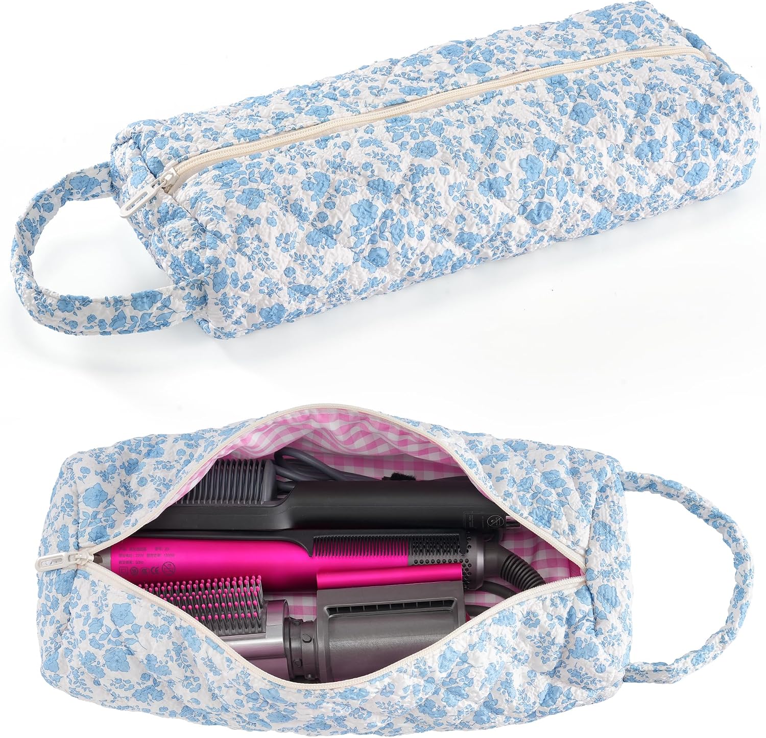 Hair Tools Travel Bag, Quilted Hair Tool Bag for Dyson Airwrap & Shark FlexStyle, Hair Dryer & Curling Iron Storage