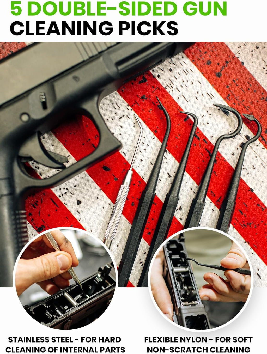 Bore Cleaner Gun Cleaning Kit For 12Ga / 5.56 / 9mm Gun Cleaning Snake, Gun Cleaning Supplies Incl. Gun Cleaning