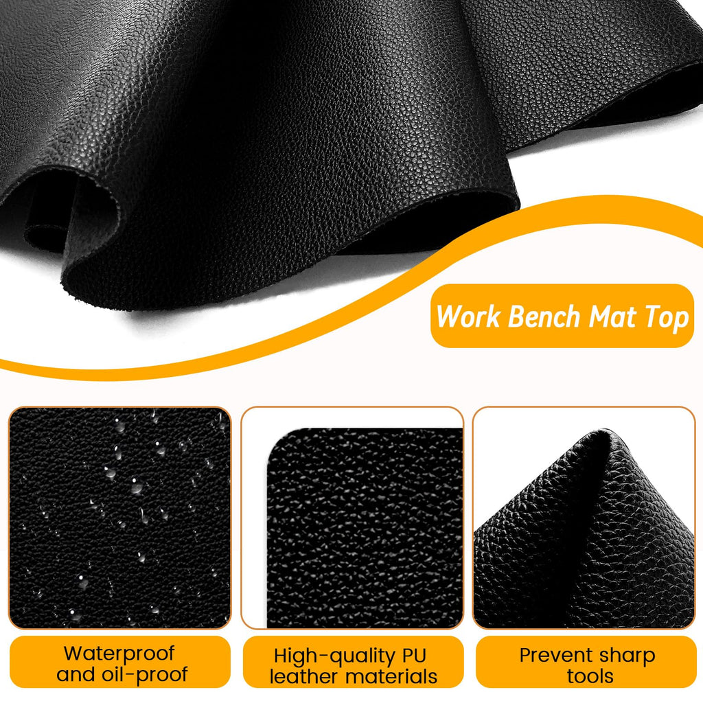 47.2" x17.3" Workbench Mat,Black PU Leather Work Bench Mat Top,DIY Worktable Mat Workbench Cover for Protects Work
