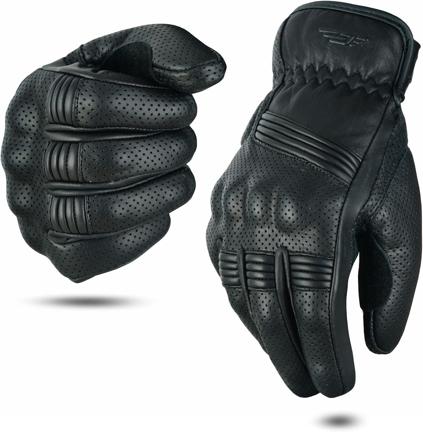 Motorcycle Gloves for Men and Women Summer Leather Riding Touchscreen with Hard Knuckle Perforated Breathable Biker
