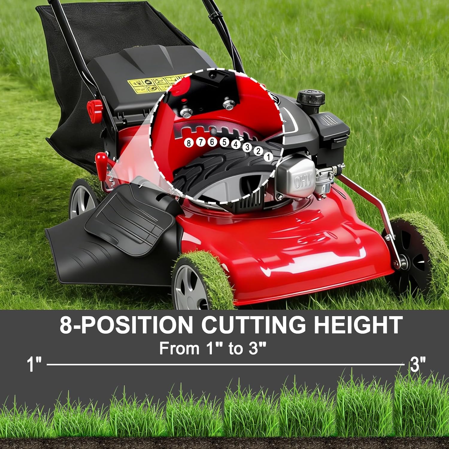 131cc Gas Powered Self Propelled Lawn Mower[Foldable] - Easy to Start, 3 in 1 Multi Functional Gas Push Lawnmower