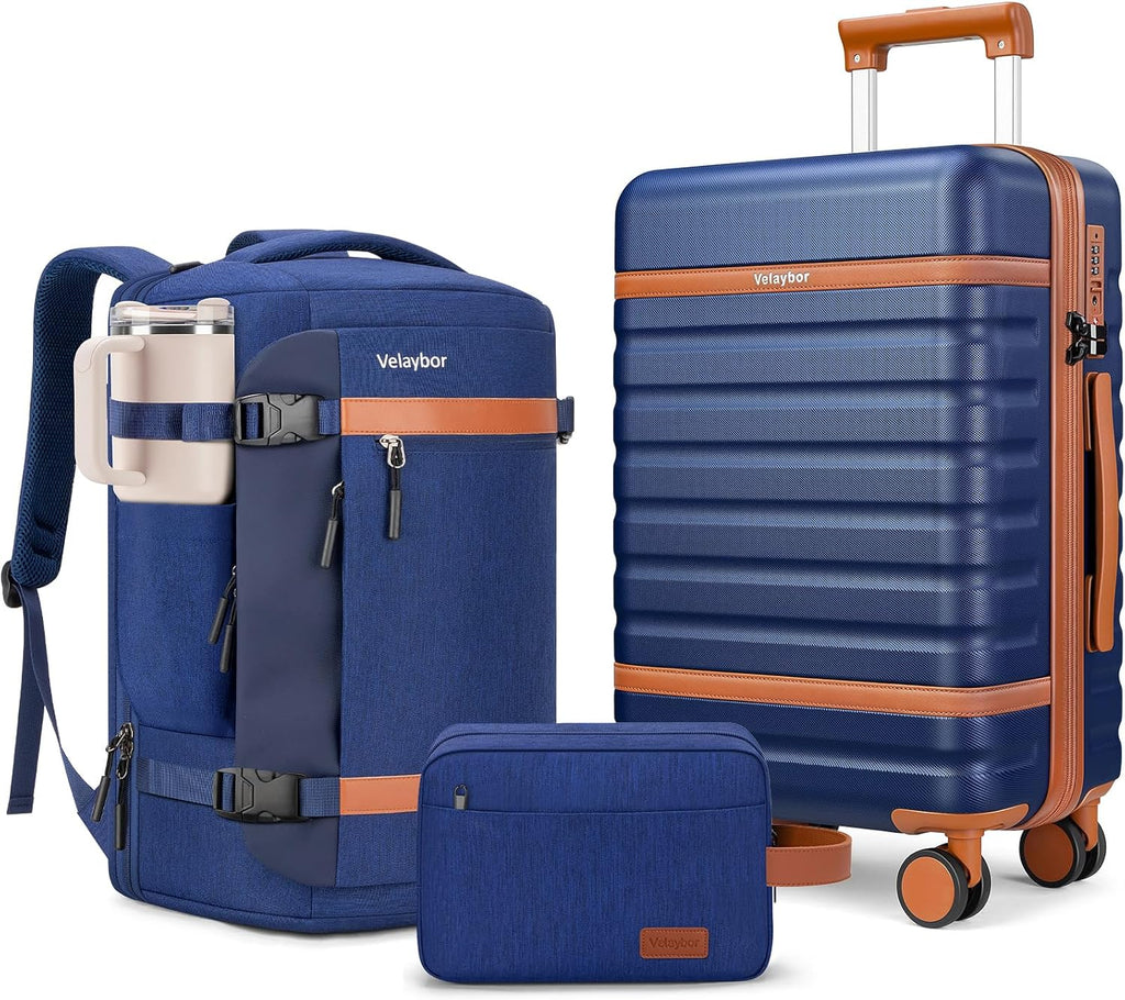 Luggage Sets 3 Piece with Spinner Wheels, Lightweight PC Hardside Suitcase with TSA Lock & YKK Zippers, 20 Inch Carry
