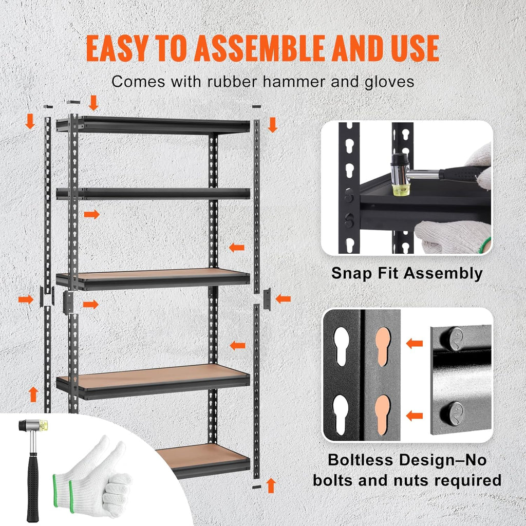 Storage Shelving Unit, 5-Tier Adjustable, 2000 lbs Capacity, Heavy Duty Garage Shelves Metal Organizer Utility Rack