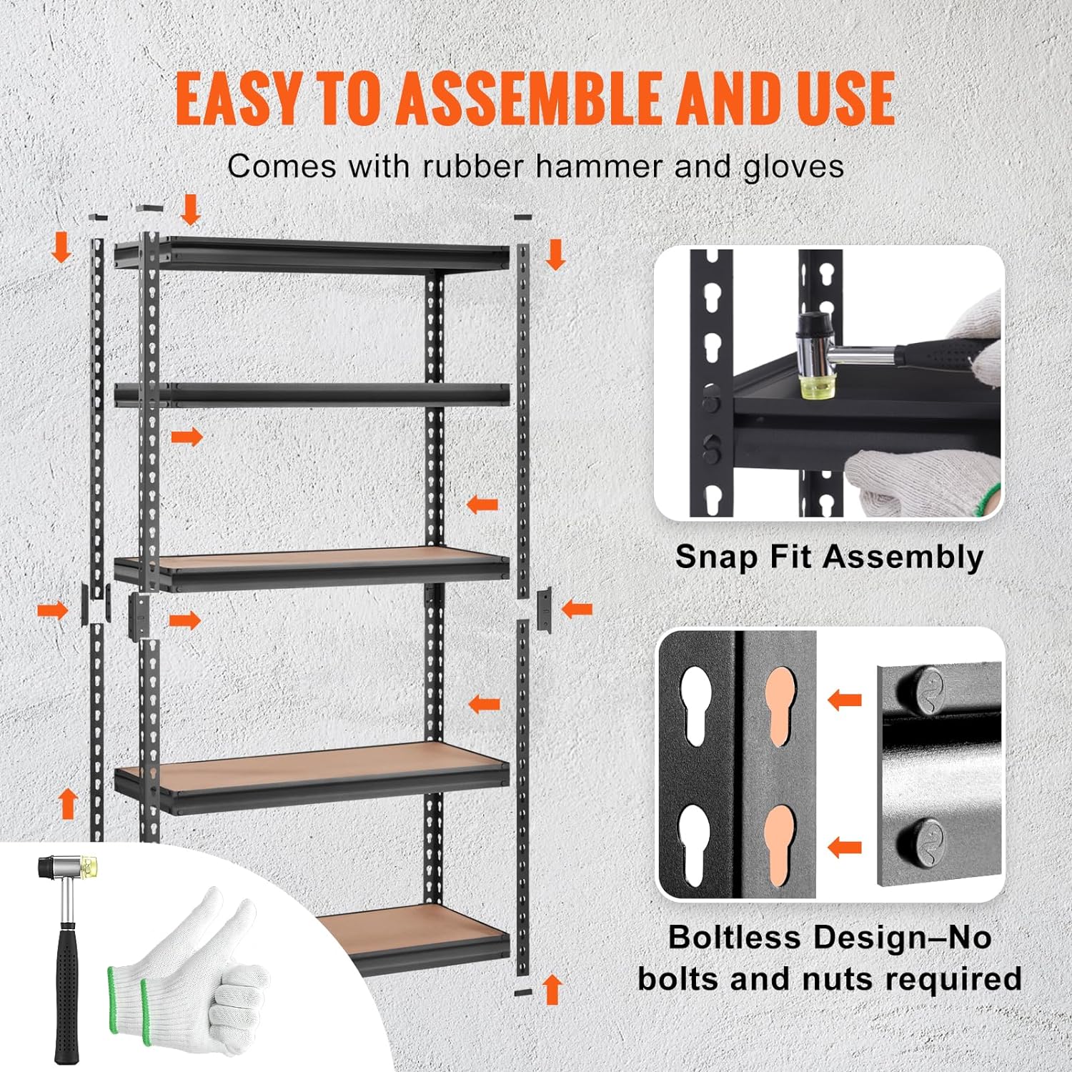 Storage Shelving Unit, 5-Tier Adjustable, 2000 lbs Capacity, Heavy Duty Garage Shelves Metal Organizer Utility Rack