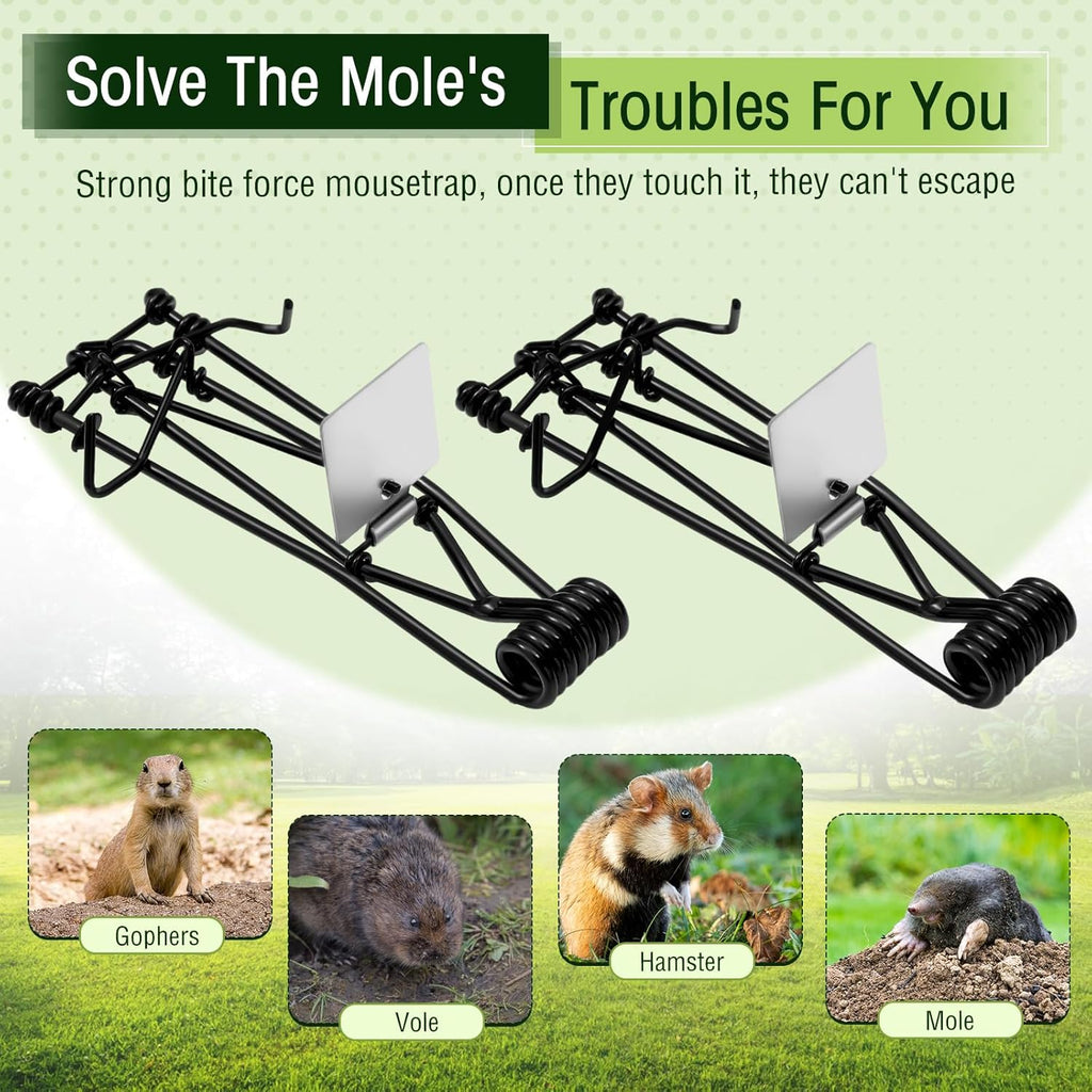 8 Set Outdoor Gopher Traps Bulk - Reusable Galvanized Gopher Trap with Red Stick Flags Weather Resistant Mole Vole