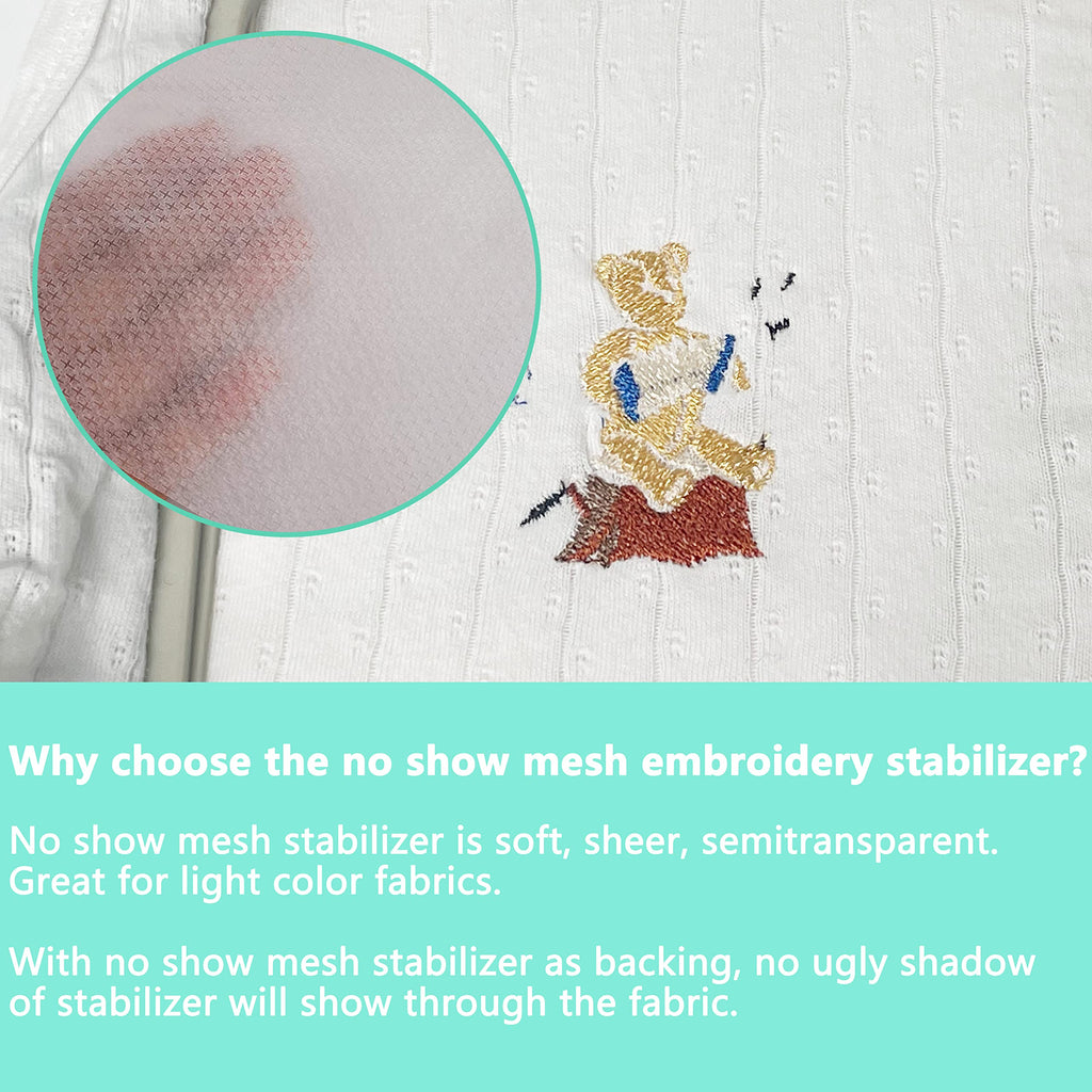 8"x8" 150 Sheets No Show Mesh Embroidery Stabilizer Backing